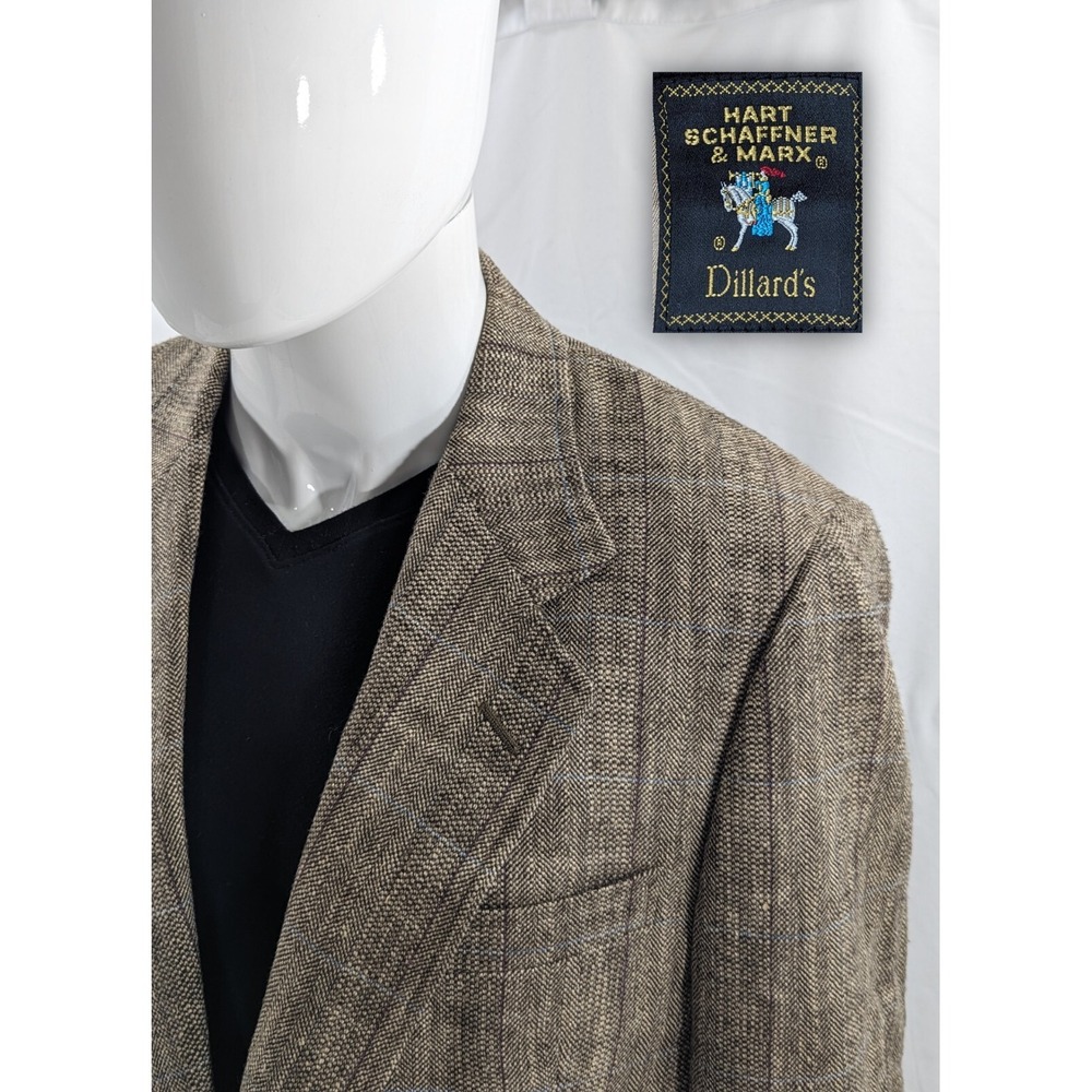 Hart Schaffner Marx Wool Linen Blazer Suit Jacket Glenn Check Subtle Stripe 40L